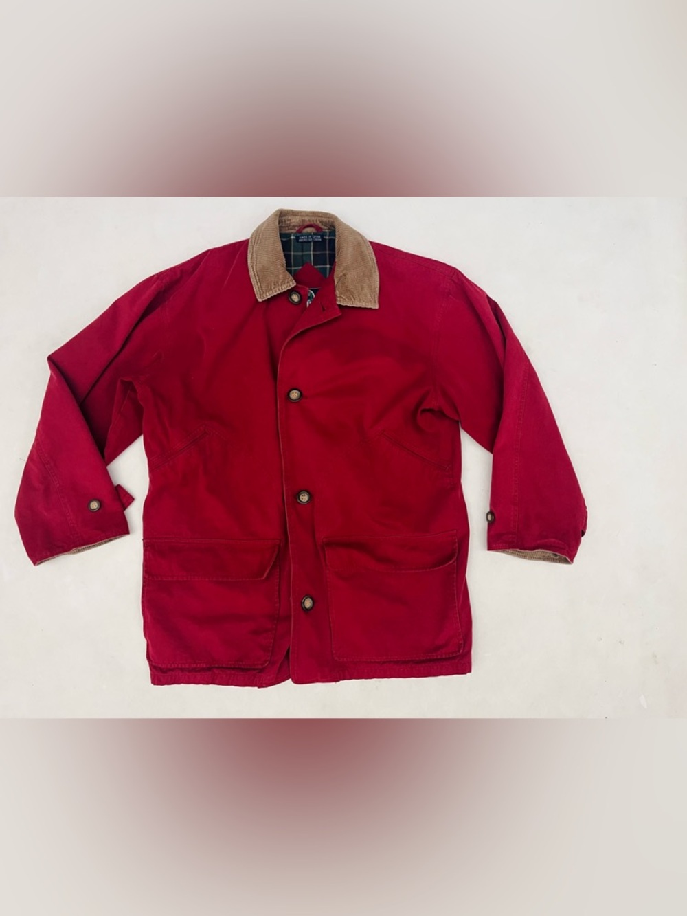 WOODLAKE Red And Tan corduroy Lined Barn Jacket oversized small